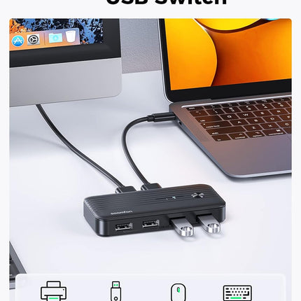 KVM USB 3.0 Switcher for 2 PCs to Share USB Devices 5Gbps High Speed 2 In 4 Out