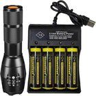 Bright Flashlight Torches with 4-Slot Charger and 4 Rechargeable Batteries