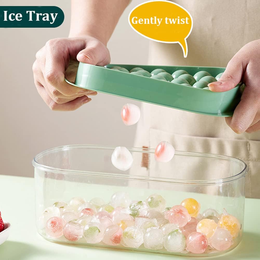 Ice Cube Trays Lid and Storage Bin for Freezer 2 Pack Square & Round BPA Free
