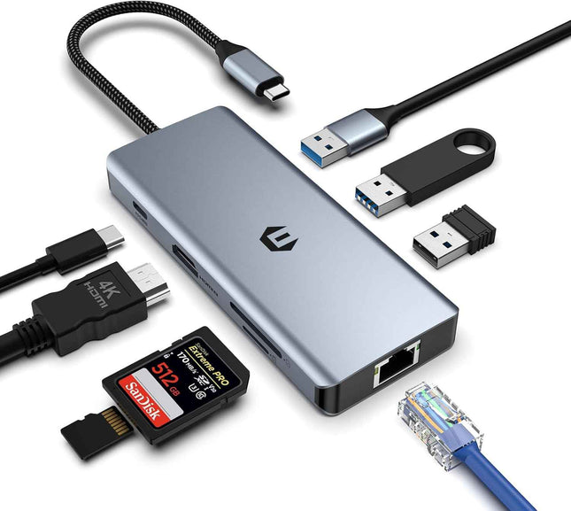 8 in 1 Docking Station 4K HDMI USB C GB Ethernet USB 2.0 5 Gbps USB 3.0 PD 100W