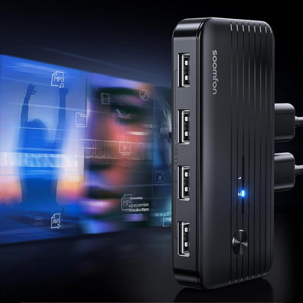 KVM USB 3.0 Switcher for 2 PCs to Share USB Devices 5Gbps High Speed 2 In 4 Out
