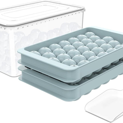 Ice Cube Trays With Container Scoop & Cocktail Book BPA Free Makes 66 Ice Balls