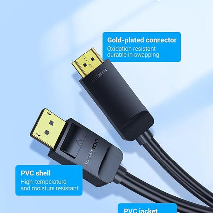VENTION Display Port to HDMI cable 1.5 m 60Hz 1080P - Black