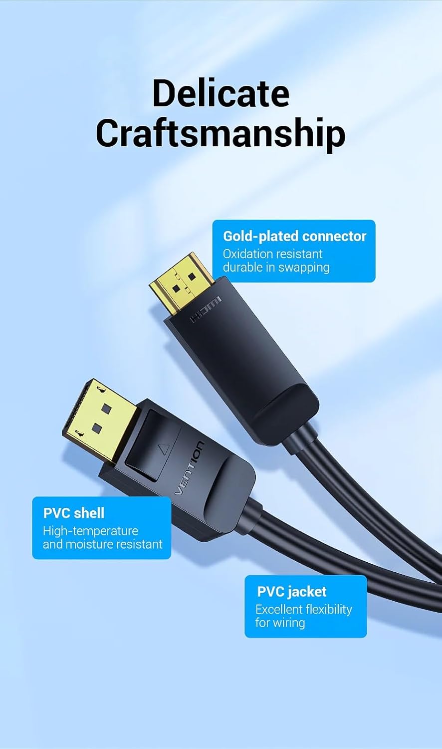 VENTION Display Port to HDMI cable 1.5 m 60Hz 1080P - Black
