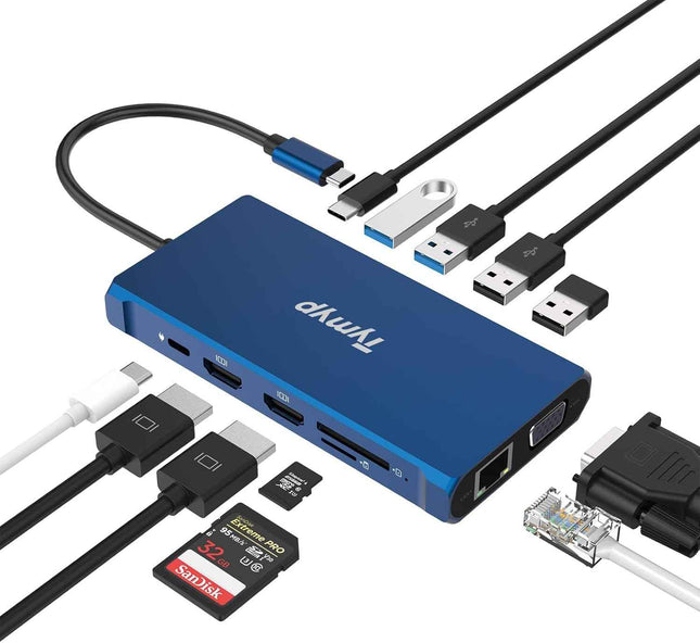 12 in 1 Docking Station with Dual 4K @ 30Hz Video 3 x USB 3.1 2 x HDMI 1 VGA