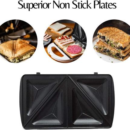 Domestic King 2 Slice White Sandwich Maker 750W- DK180100 A Cool-Touch Handle