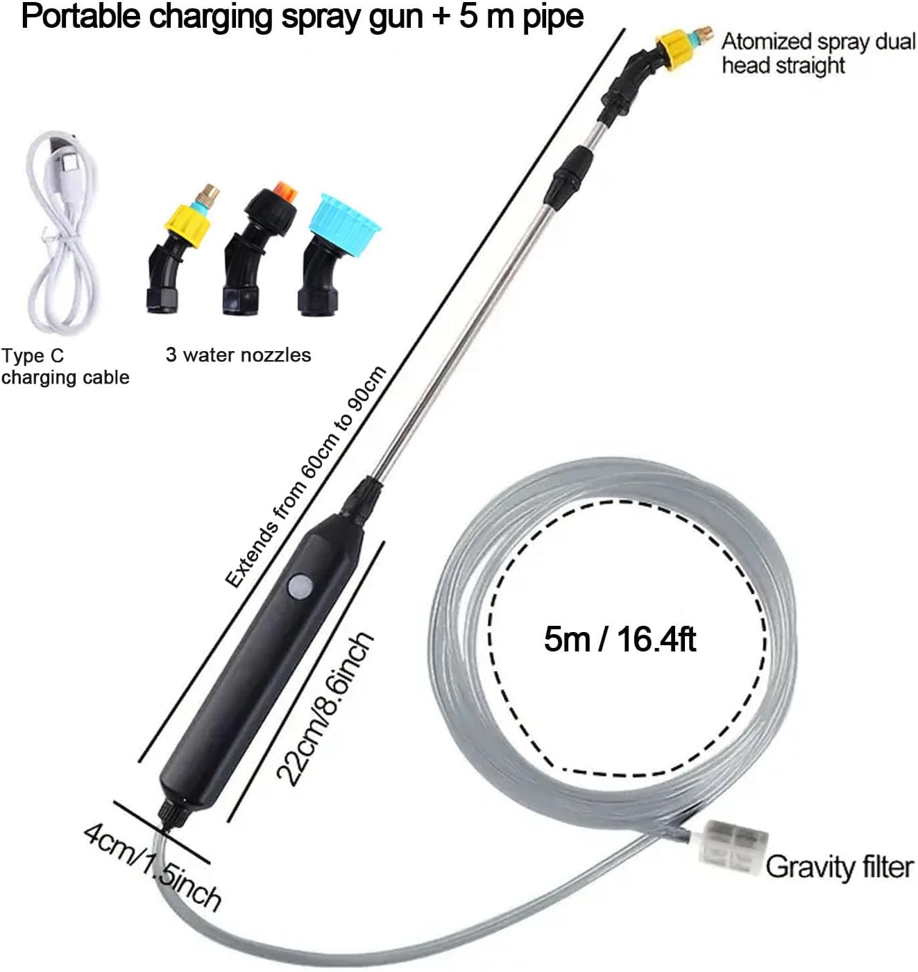 Garden Electric Sprayer Battery Powered Watering Wand Automatic Pumping Sprayer