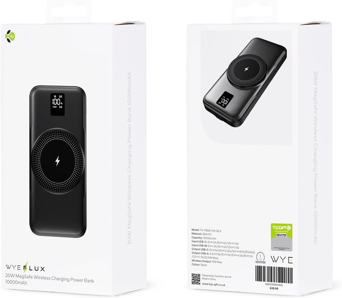 WYEFLUX 20W Magsafe Wireless Charging Power Bank 10000mAh