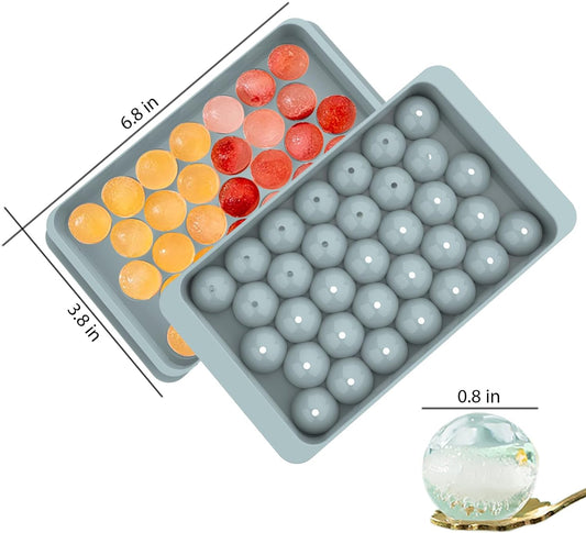 Ice Cube Trays With Container Scoop & Cocktail Book BPA Free Makes 66 Ice Balls