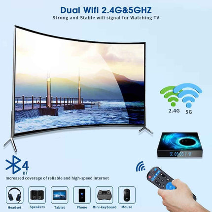 Android TV Box + Wireless Keyboard Quad-Core 64Bit 2.4G/5.8Ghz Wifi LAN BT 4.2
