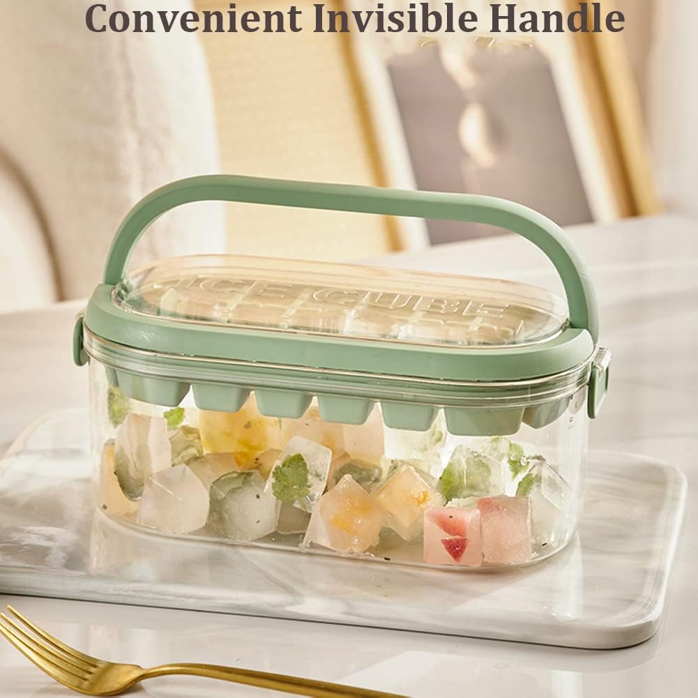 Ice Cube Trays Lid and Storage Bin for Freezer 2 Pack Square & Round BPA Free