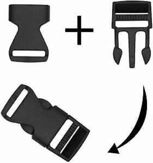 Delrin Side Release Buckles, 5 Sizes, for Webbing DIY Paracord Bracelets, Black