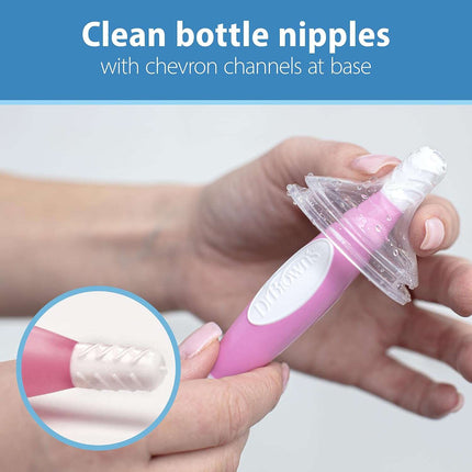 Dr Brown's Baby Bottle Cleaning Brush Pink Bottle Cleaner with Teat Cleaner