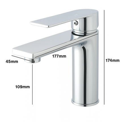 Modern Chrome Basin Mixer Tap – Single Lever Compact Modern Design Brass Core