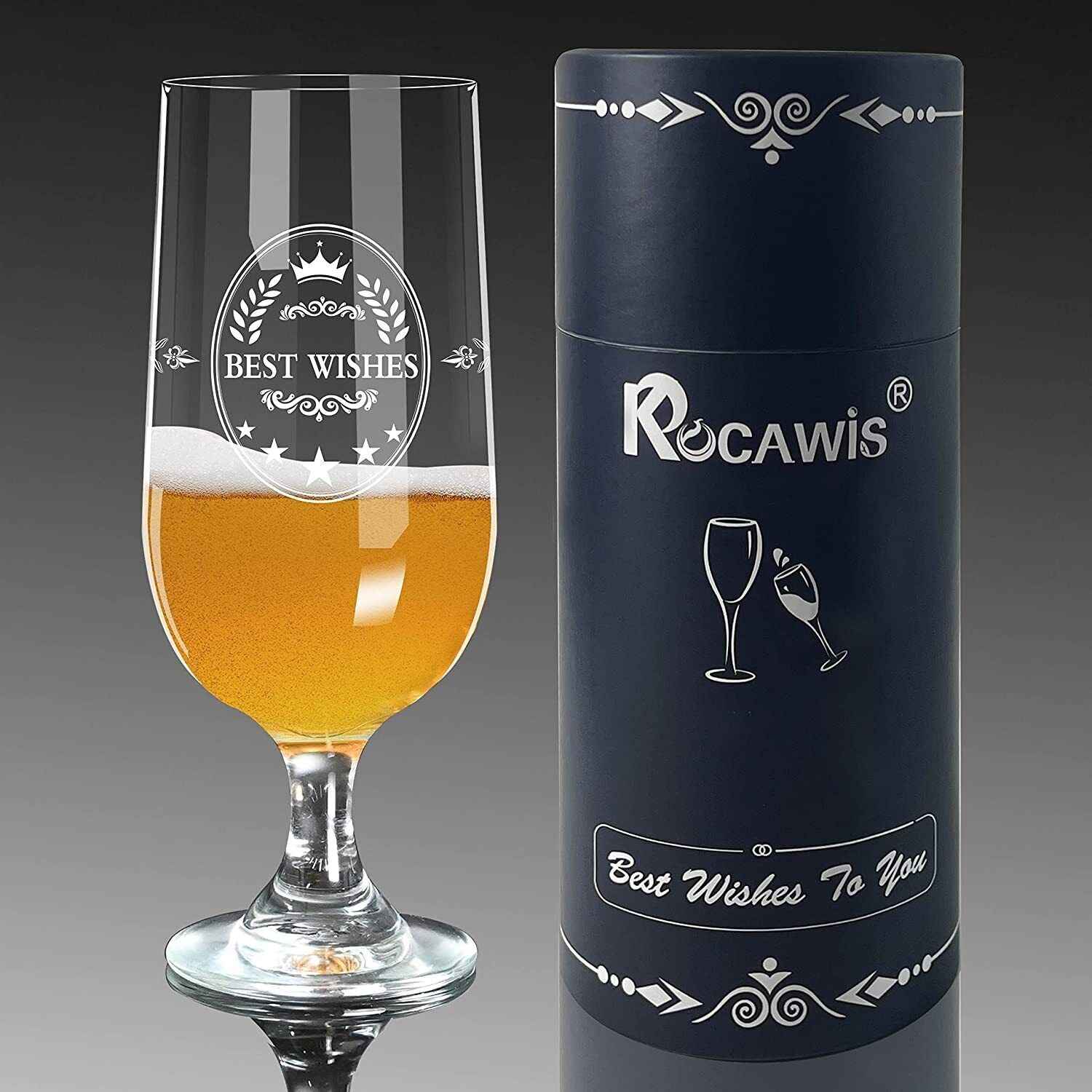 KOCAWIS BEER ALE GLASS GIFT FOR MEN DAD GRANDFATHER UNCLE TULIP 350ML