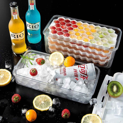 Premium Ice Cube Trays With Air Tight Container With Lid 4 Trays Makes 188 Cubes