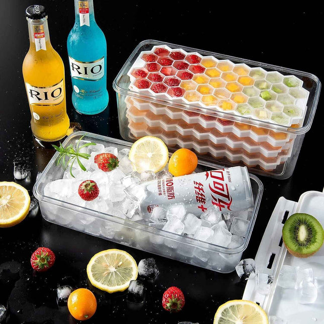 Premium Ice Cube Trays With Air Tight Container With Lid 4 Trays Makes 188 Cubes
