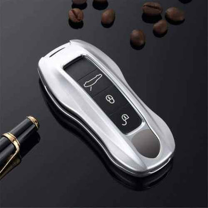 Porsche 911 Carrera 918 Cayenne Coupe Aluminium Car Key Protector - Silver