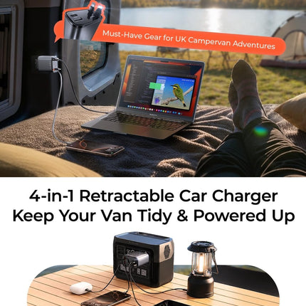 LISEN Retractable USB C 84W Car Charger for iPhone Samsung iPad Fast Charge