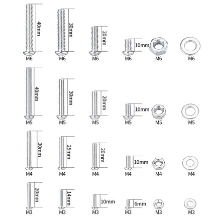 1080 Piece Metric Screws Nuts and Washers Assortment Kit M3 M4 M5 M6 Zinc Plated