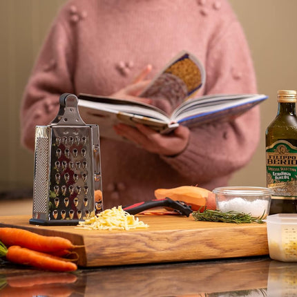 7 In 1 Stainless Steel Cheese Grater with Container Finger Guard. Herb Stripper