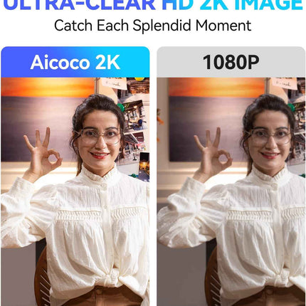 2K Webcam AI Tracking Auto Framing Gesture Control Noise-Cancelling Microphones