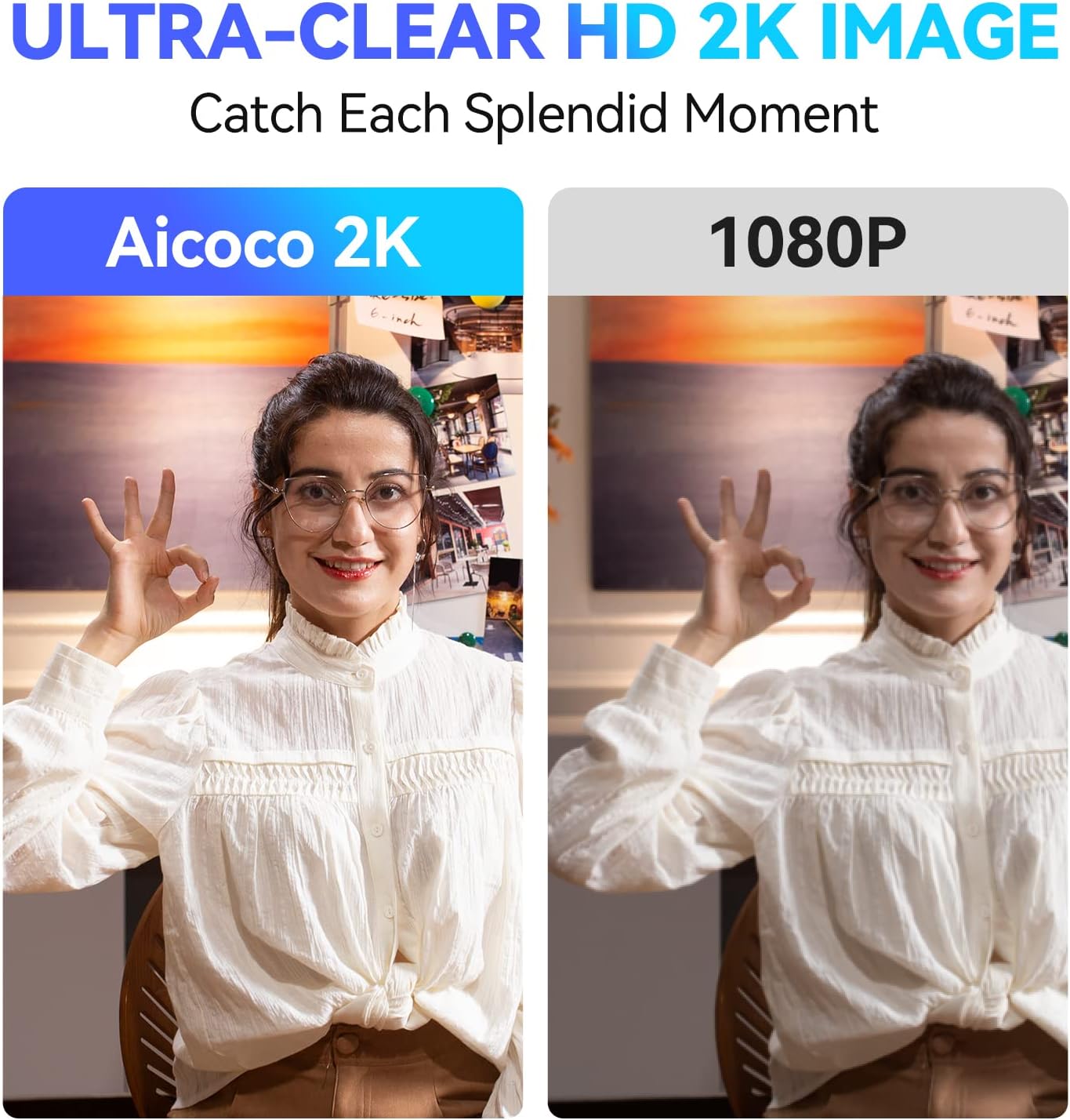 2K Webcam AI Tracking Auto Framing Gesture Control Noise-Canceling Microphones