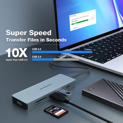 10 in 1 USB C Docking Station - 4K HDMI 2 USB 3.0 2 USB 2.0, USB-C 100W PD SD/TF