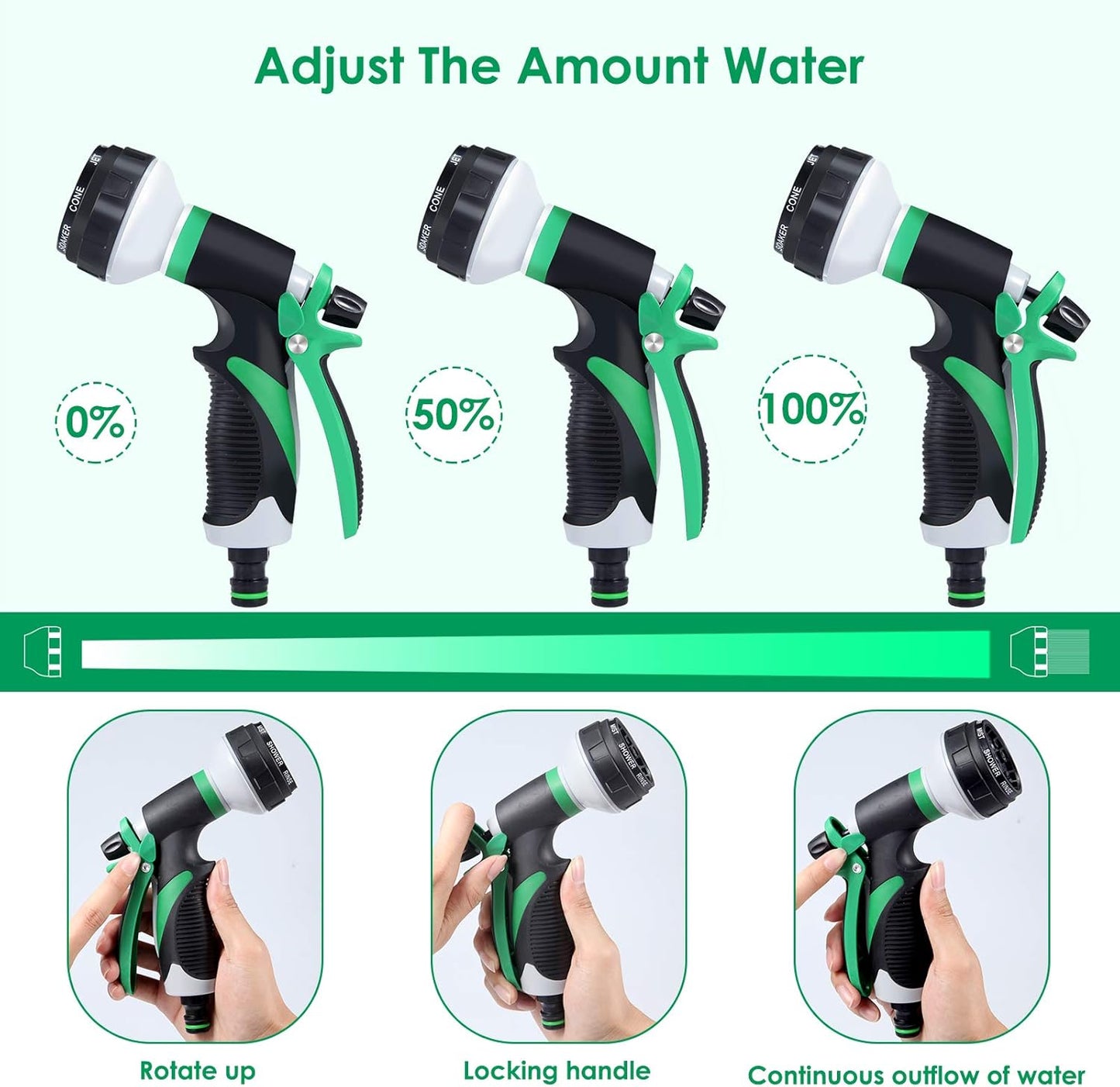 Adjustable Watering Gun 8 Functions High Pressure Water Gun for Garden or Car