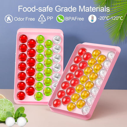 Premium Ice Cube Tray With Container Scoop & Tongs BPA Free Makes 66 Ice Balls