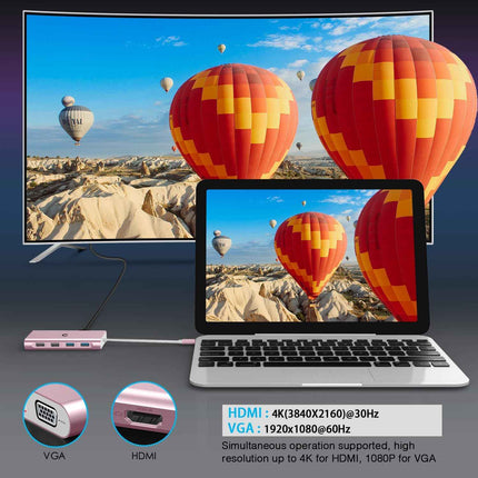 11 in 1 USB Docking Station 4K HDMI 3.5 mm Audio VGA Ethernet 4 USB A USB C