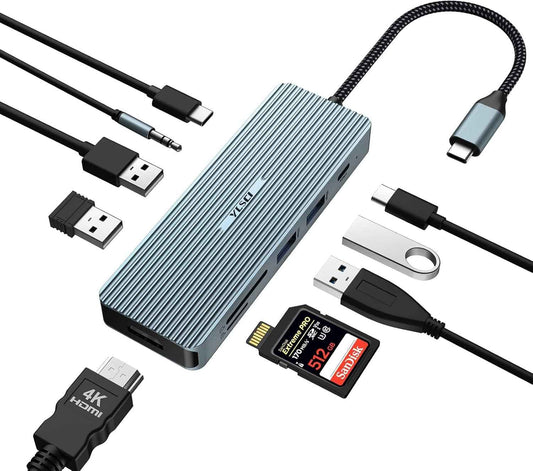 10 in 1 USB C Docking Station - 4K HDMI 2 USB 3.0 2 USB 2.0, USB-C 100W PD SD/TF