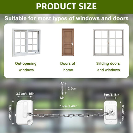 Child Window Locks Adjustable Window Restrictors for Windows Doors 2 Pack