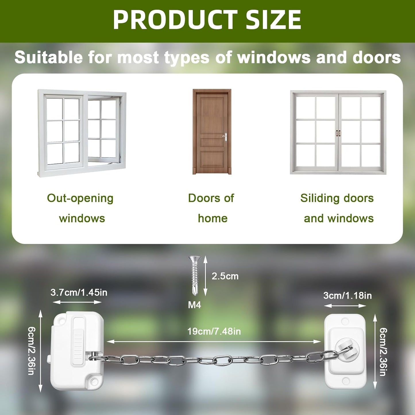 Child Window Locks Adjustable Window Restrictors for Windows Doors 2 Pack