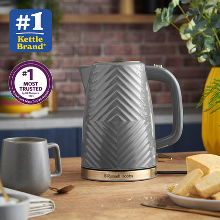 Russell Hobbs Groove Grey Cordless 1.7L 3000W Kettle