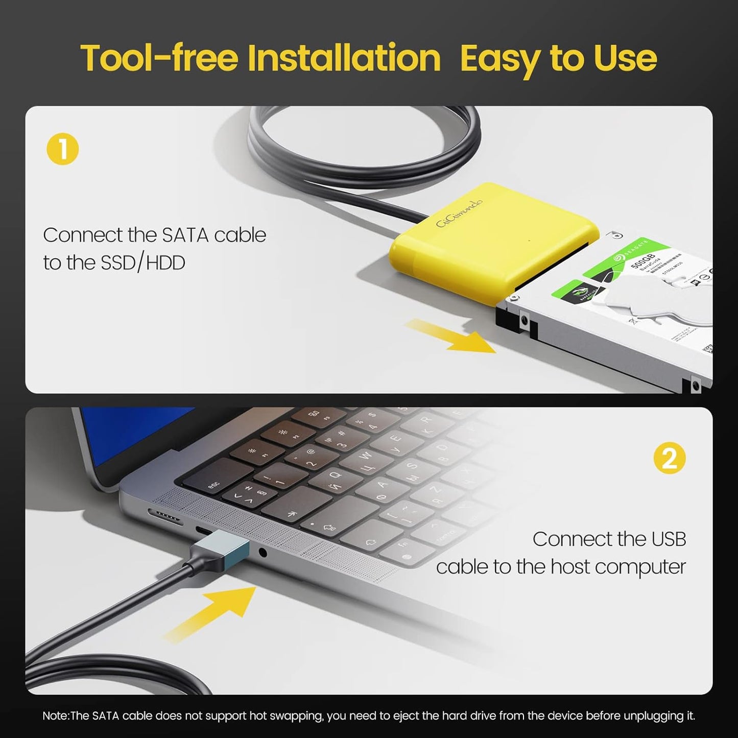 USB 2.0 to SATA Adapter Cable to 2.5 SSD & HDD with UASP Support 0.5M Cable