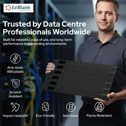 19″ Server Rack 6 X 1U Blanking Panels Snappable Tool-Free Mounting Black/Grey