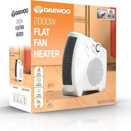Daewoo Fine Element Portable Dual position Fan Heater 2 Settings 1KW/2KW HEA1927