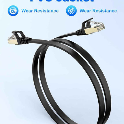 CAT 7 Network Cable 1m Ethernet Cable RJ45 High Speed LAN Cable - Black 2 pack