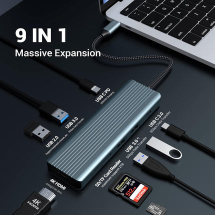 USB C Docking Station 9 in 1 HDMI 4K@30Hz HDMI SD/MicroSD & More