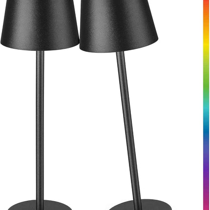Cordless LED Table Lamp RGB Rechargeable Desk Light IP54 Touch Dimmable 2 Pack