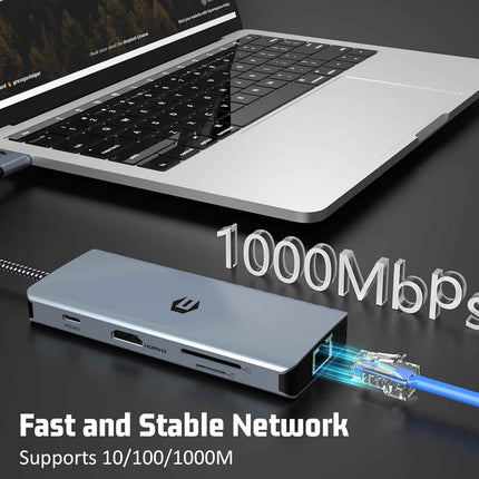 8 in 1 Docking Station 4K HDMI USB C GB Ethernet USB 2.0 5 Gbps USB 3.0 PD 100W