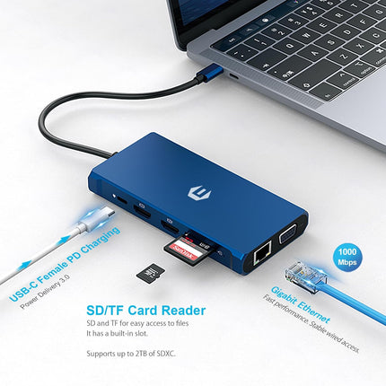 Ultimate USB-C Docking Station 12-in-1 Triple Display Hub with HDMI DP USB VGA