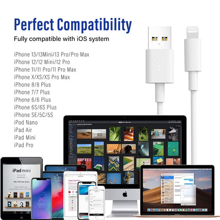 Premium iPhone USB-A to Lightning Charging Cable MFi Certified 2m Each 2 Pack