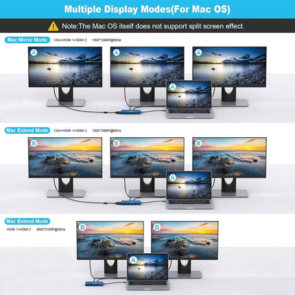 12 in 1 Docking Station with Dual 4K @ 30Hz Video 3 x USB 3.1 2 x HDMI 1 VGA