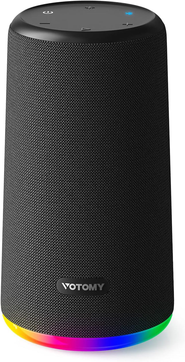 VOTOMY VT350 portable Bluetooth speaker in black with RGB light ring at base