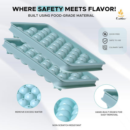 Ice Cube Trays with Lid and Bin Makes 66 Ice Ball Trays with Ice Scoop and Tongs