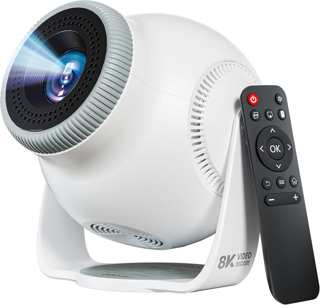 8K Android 14.0 Mini Smart Projector with Wi-Fi 6 and Bluetooth 5.4 450 ANSI