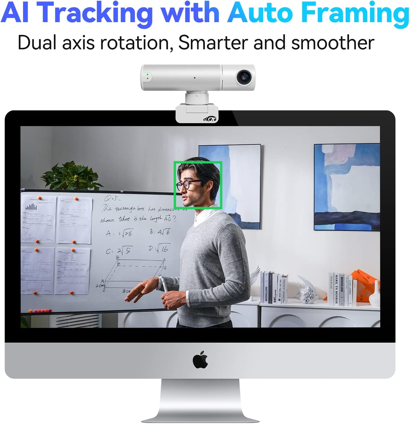 2K Webcam AI Tracking Auto Framing Gesture Control Noise-Canceling Microphones