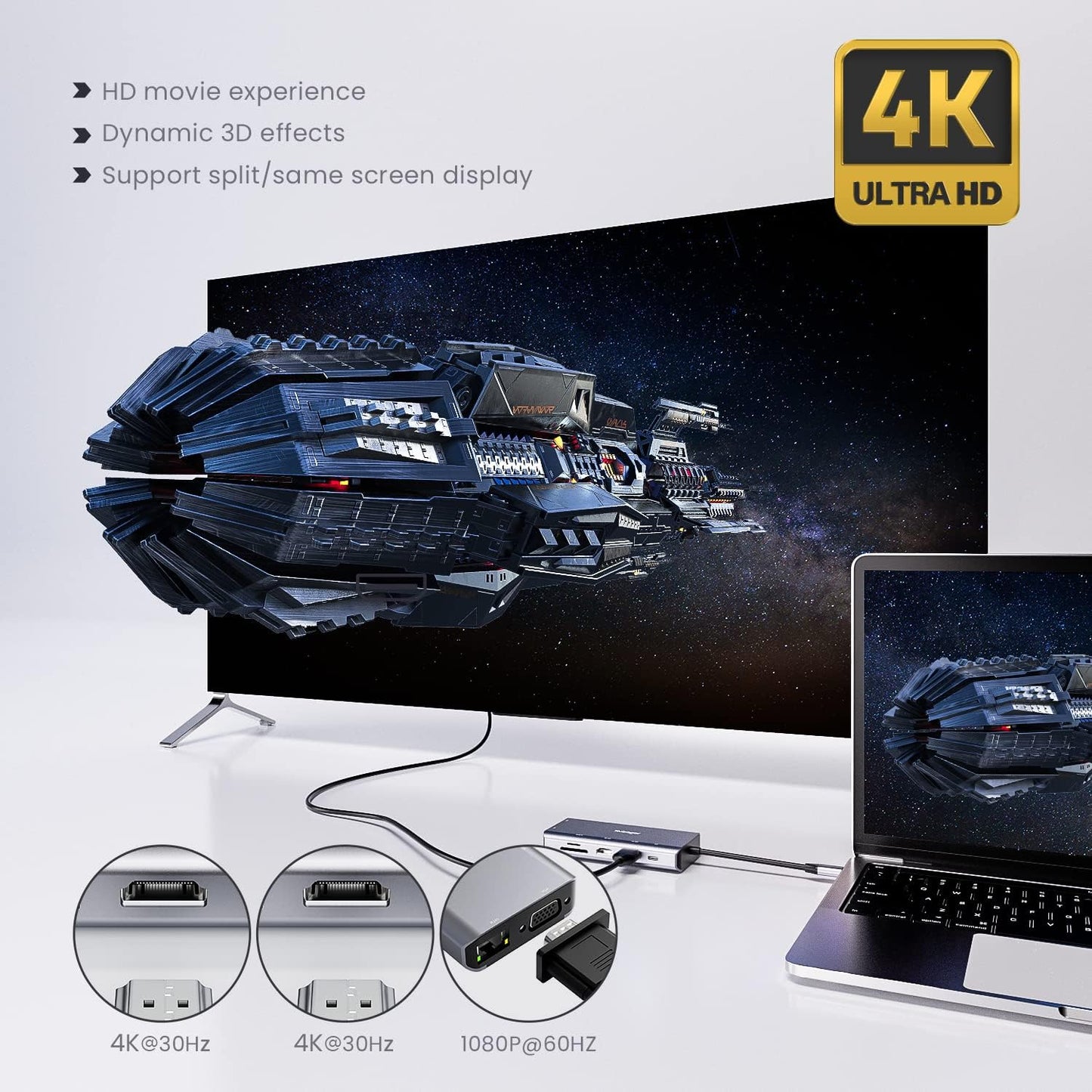 Docking Station 11 in 1 USB C Hub Triple Display Laptop Dock With HDMI USB VGA